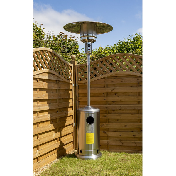 Sealey DG2 Dellonda Outdoor Garden Gas Patio Heater 13kW Commercial & Domestic Use, Stainless Steel