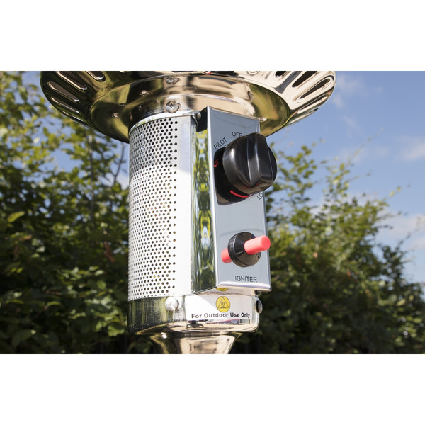 Sealey DG2 Dellonda Outdoor Garden Gas Patio Heater 13kW Commercial & Domestic Use, Stainless Steel