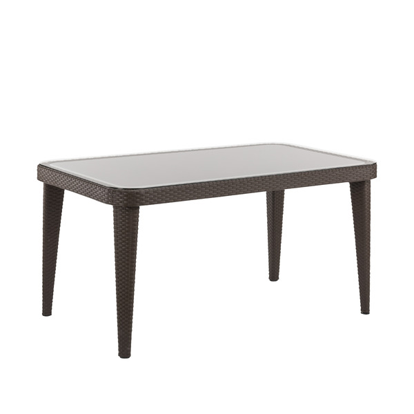 Sealey DG206 Dellonda Weather-Resistant Polypropylene/Fibreglass Dining Table with Tempered Glass Top - Dark Brown