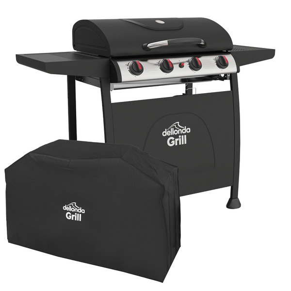 Sealey DG229 Dellonda 4 Burner Gas BBQ Grill with Piezo Ignition, Thermometer & Cover