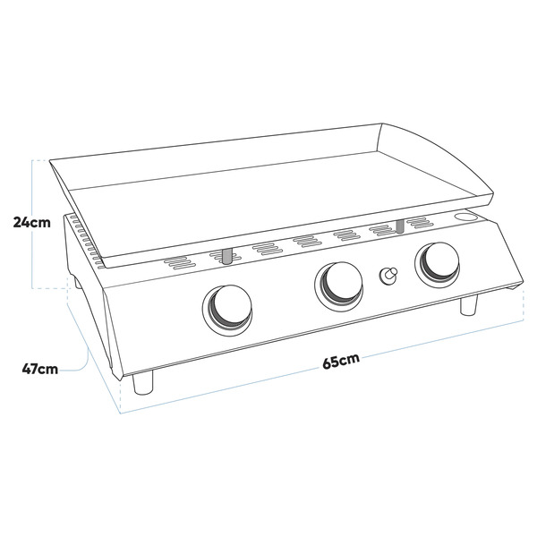 Sealey Dellonda 3 Burner Portable Gas Plancha