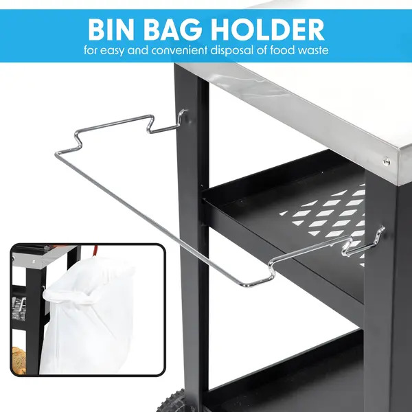 Sealey DG263 Dellonda Plancha Trolley with Utensil Holder - Stainless Steel Top