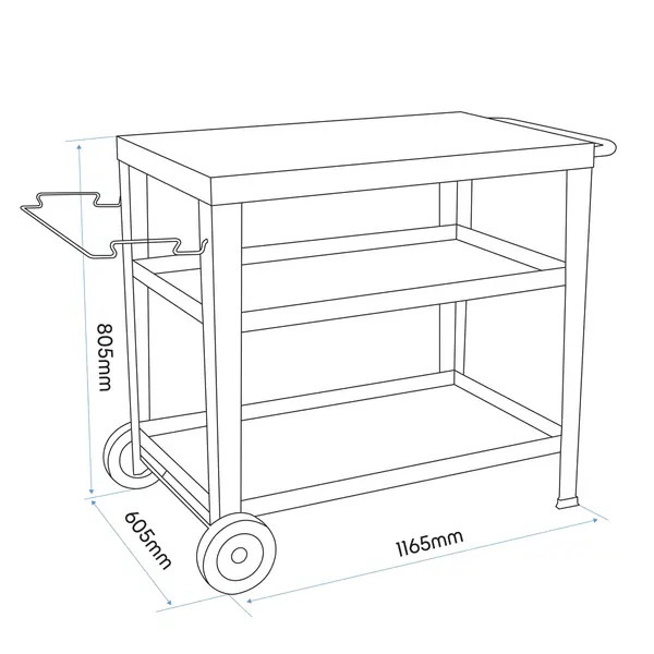 Sealey DG263 Dellonda Plancha Trolley with Utensil Holder - Stainless Steel Top