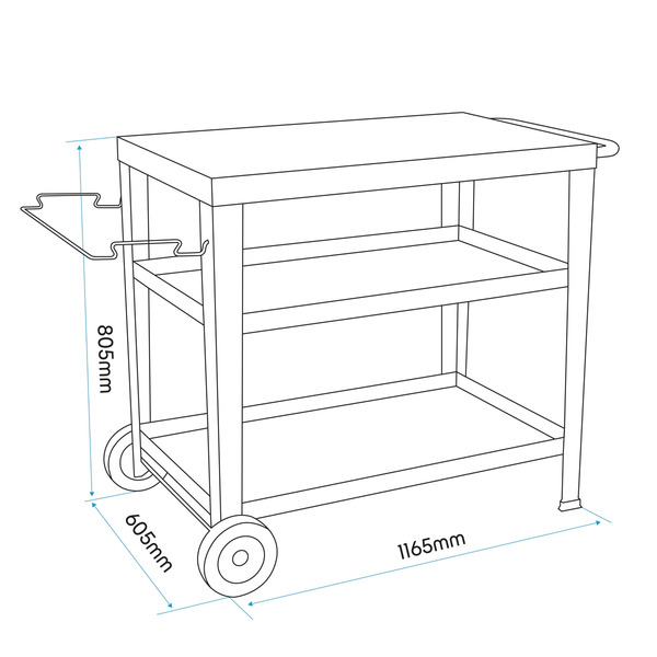 Sealey DG263 Dellonda Plancha Trolley with Utensil Holder - Stainless Steel Top