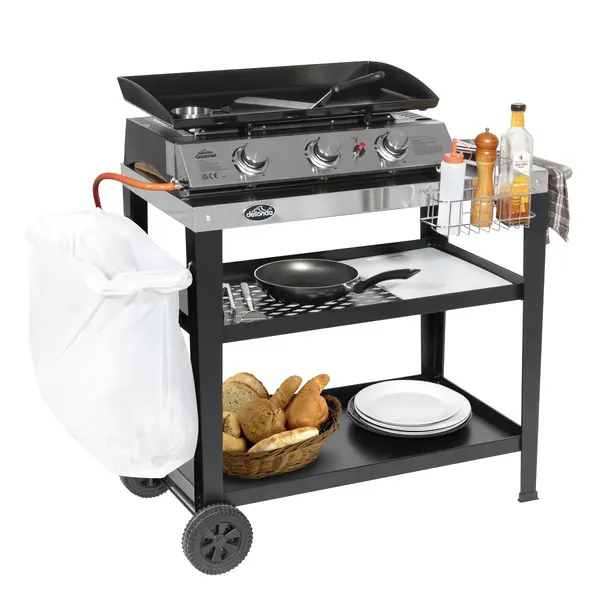 Sealey DG263 Dellonda Plancha Trolley with Utensil Holder - Stainless Steel Top
