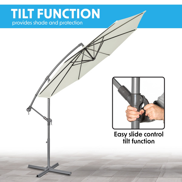 Sealey DG265 Dellonda Banana Parasol with Cover 3m - Cream