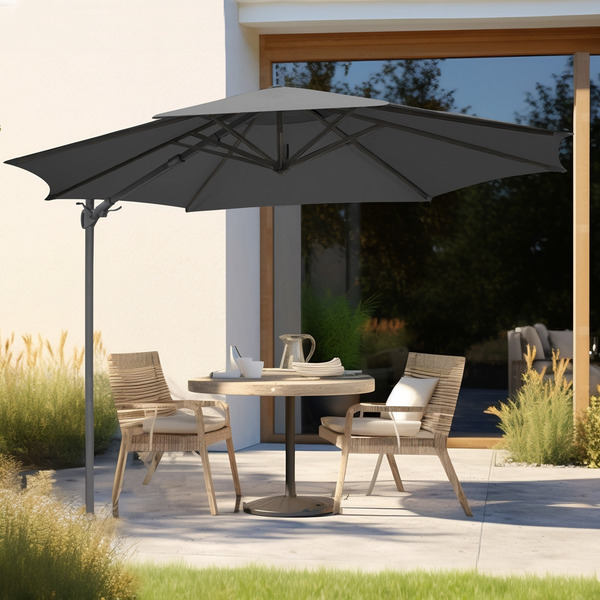 Sealey DG267 Dellonda Cantilever Parasol with 360° Rotation, Tilt & Cover 3m - Grey