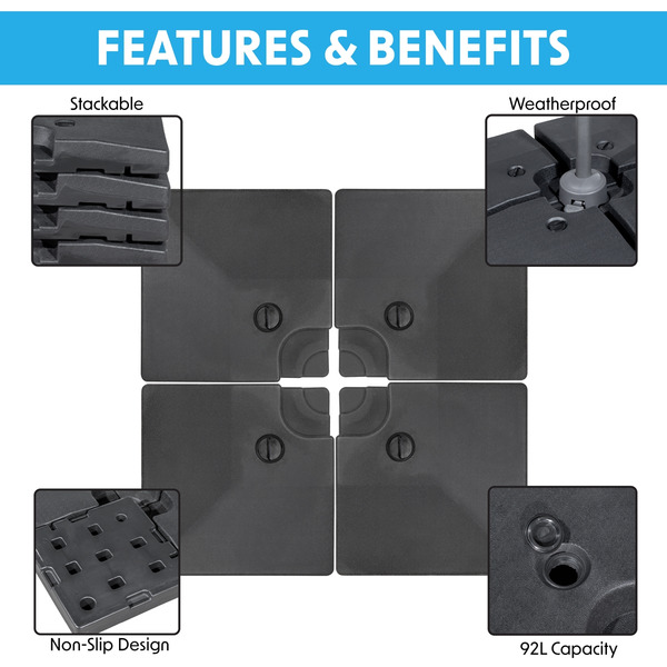 Sealey DG269 Dellonda Fillable Parasol Base, Water/Sand Fill 92L 4pc