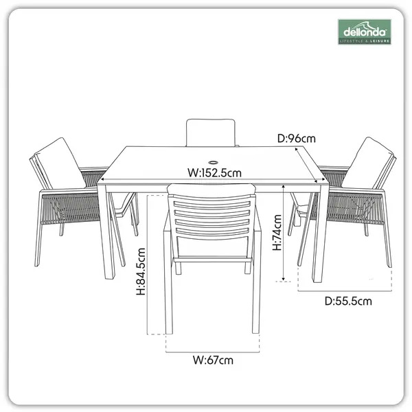Sealey DG275 Dellonda Fusion Outdoor Dining Set 5pc
