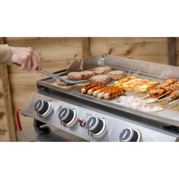 Sealey DG277 Dellonda 4 Burner Stainless Steel Portable Gas Plancha with Warming Rack 10kW