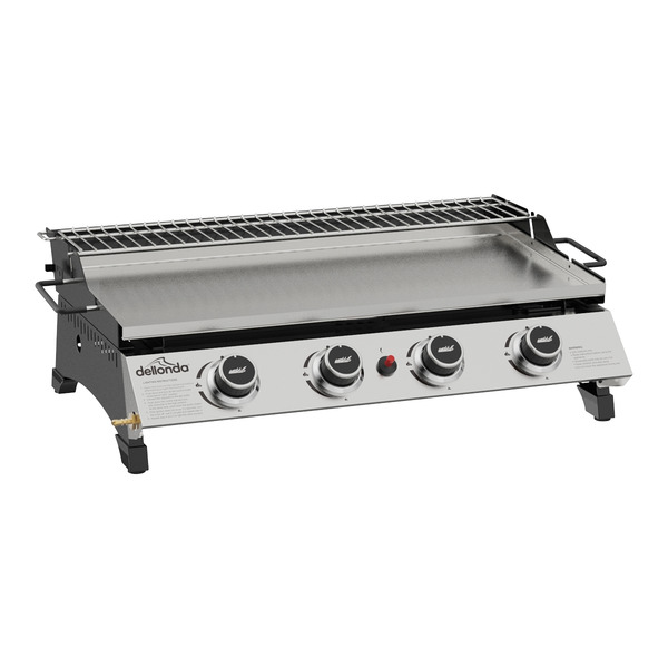 Sealey DG277 Dellonda 4 Burner Stainless Steel Portable Gas Plancha with Warming Rack 10kW