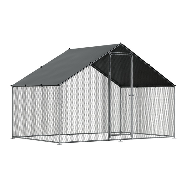 Sealey Dellonda Walk-In Galvanized Steel Chicken Run with Roof Cover & PVC Coated Chicken Wire