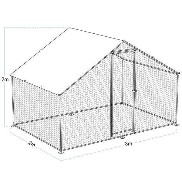 Sealey Dellonda Walk-In Galvanized Steel Chicken Run with Roof Cover & PVC Coated Chicken Wire