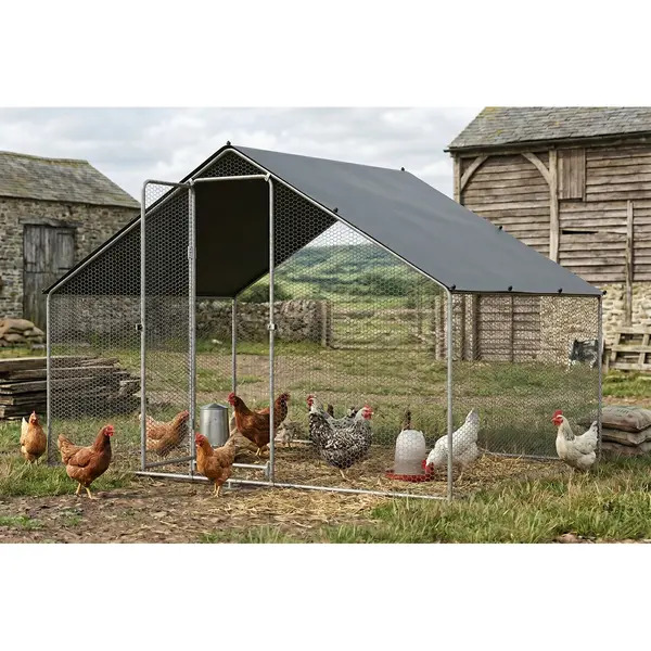 Sealey DG278 Dellonda Walk-In Galvanized Steel Chicken Run with Roof Cover & PVC Coated Chicken Wire