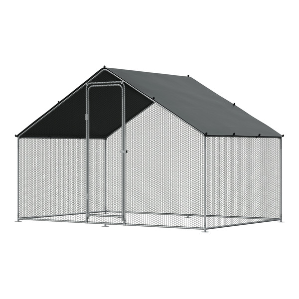 Sealey Dellonda Walk-In Galvanized Steel Chicken Run with Roof Cover & PVC Coated Chicken Wire