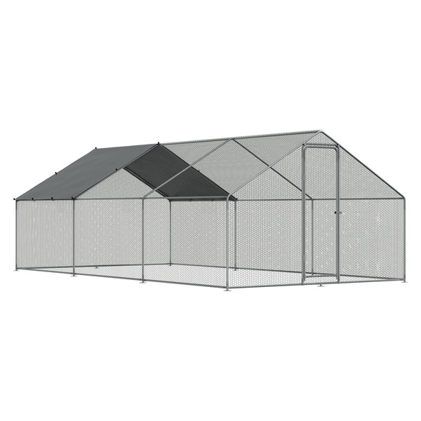 Sealey DG280 Dellonda Walk-In Galvanized Steel Chicken Run with Roof Cover & PVC Coated Chicken Wire
