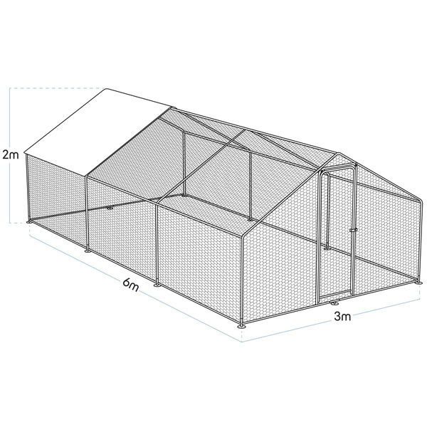 Sealey DG280 Dellonda Walk-In Galvanized Steel Chicken Run with Roof Cover & PVC Coated Chicken Wire