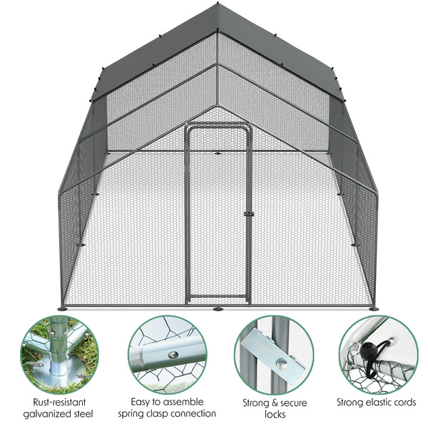 Sealey DG280 Dellonda Walk-In Galvanized Steel Chicken Run with Roof Cover & PVC Coated Chicken Wire