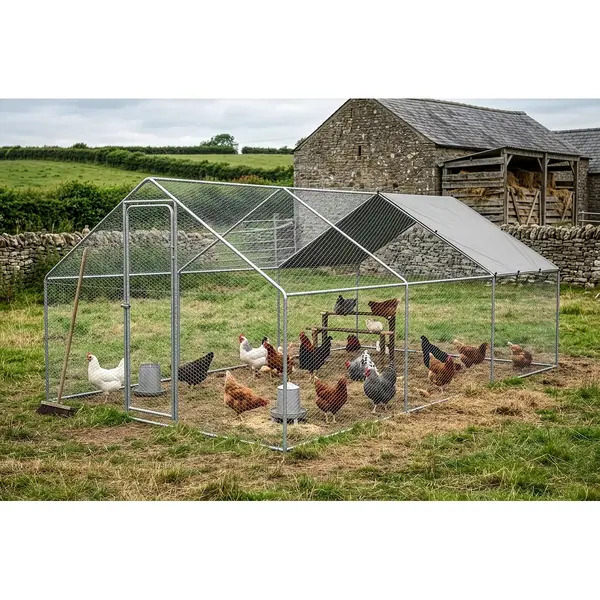 Sealey DG280 Dellonda Walk-In Galvanized Steel Chicken Run with Roof Cover & PVC Coated Chicken Wire