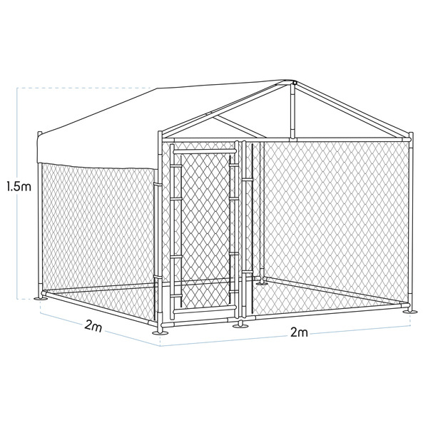 Sealey Dellonda Galvanised Steel Dog Kennel with Roof Cover & Chain Link Fencing
