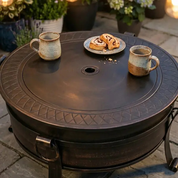Sealey DG42 Dellonda 76cm Deluxe 2-in-1 Outdoor Fire Pit & Coffee Table Antique Bronze Effect