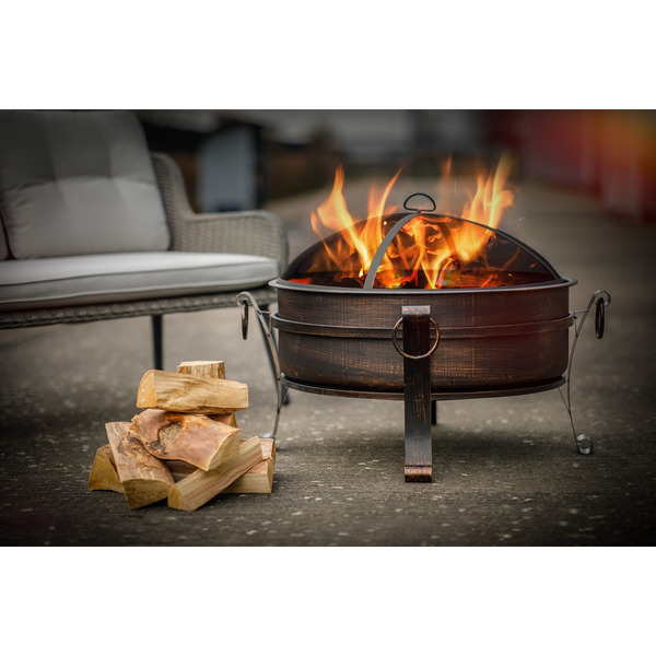 Sealey DG42 Dellonda 76cm Deluxe 2-in-1 Outdoor Fire Pit & Coffee Table Antique Bronze Effect