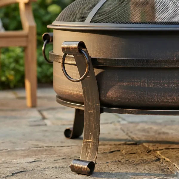 Sealey DG42 Dellonda 76cm Deluxe 2-in-1 Outdoor Fire Pit & Coffee Table Antique Bronze Effect