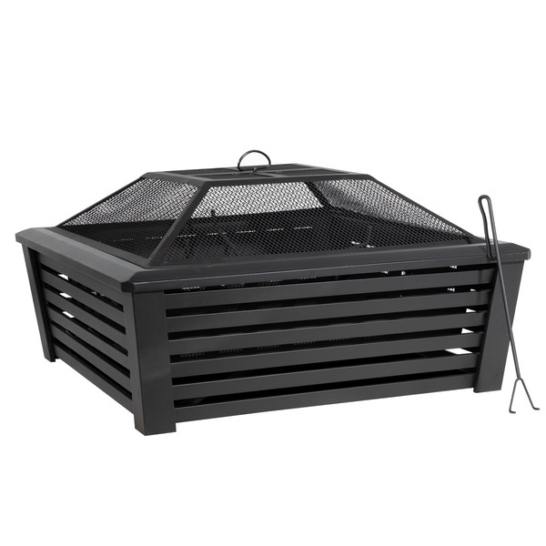 Sealey DG43 Dellonda 89cm Square Outdoor Fire Pit, Black