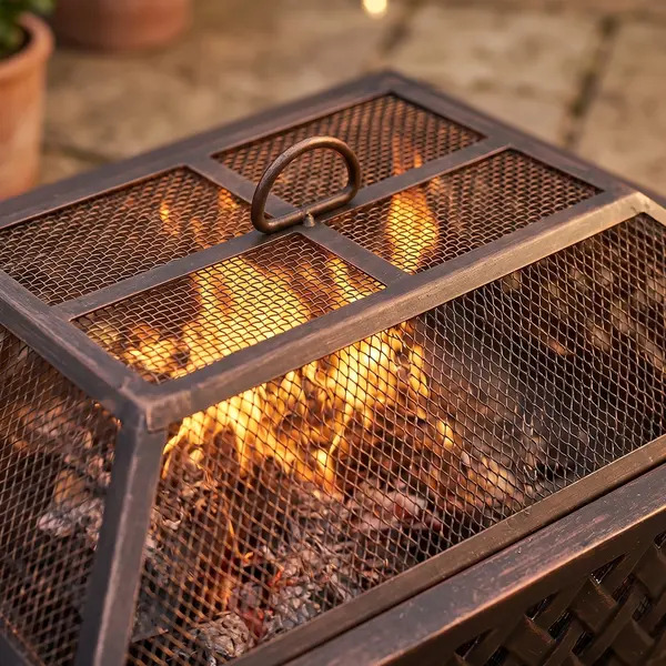 Sealey DG44 Dellonda 89cm Rectangular Outdoor Fire Pit, Antique Bronze Effect
