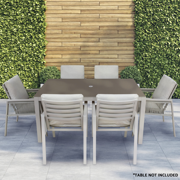 Sealey Dellonda Fusion Garden/Patio Dining Chairs with Armrests 6pc - Light Grey