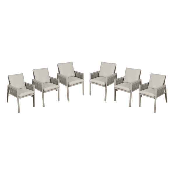 Sealey Dellonda Fusion Garden/Patio Dining Chairs with Armrests 6pc - Light Grey