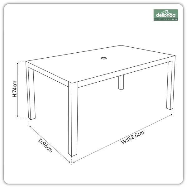Sealey DG51 Dellonda Fusion Aluminium Garden Dining Table with Tempered Glass & Parasol Hole - Light Grey