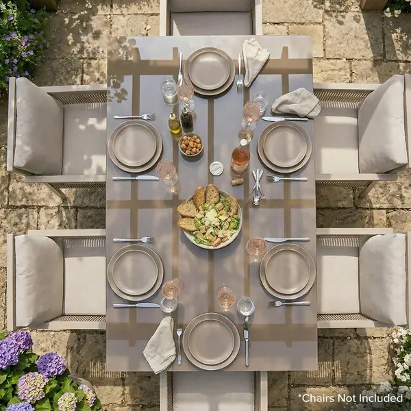 Sealey DG51 Dellonda Fusion Aluminium Garden Dining Table with Tempered Glass & Parasol Hole - Light Grey