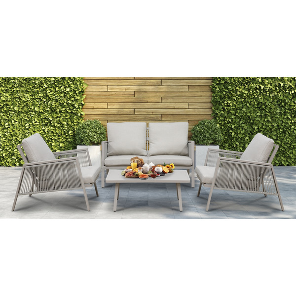 Sealey DG56 Dellonda Fusion Aluminium Outdoor Sofa, Arm Chairs & Coffee Table Set 4pc