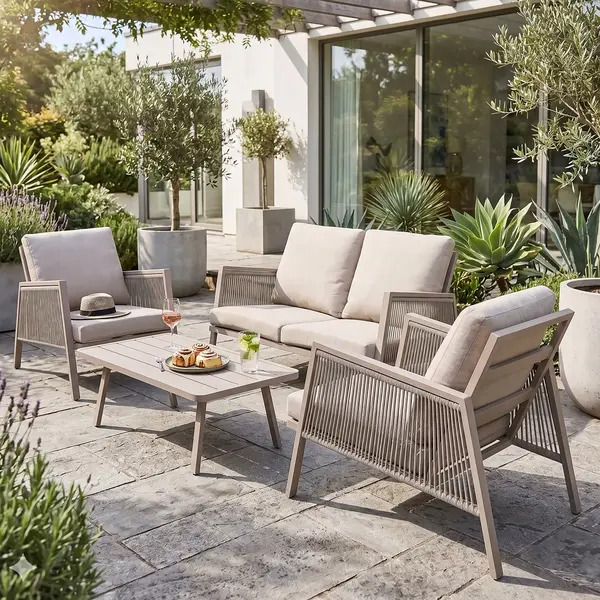 Sealey DG56 Dellonda Fusion Aluminium Outdoor Sofa, Arm Chairs & Coffee Table Set 4pc