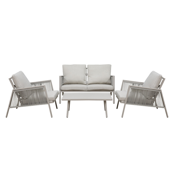 Sealey DG56 Dellonda Fusion Aluminium Outdoor Sofa, Arm Chairs & Coffee Table Set 4pc