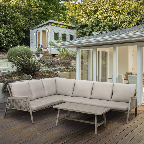 Dellonda Fusion Aluminium Outdoor Corner Sofa & Coffee Table Set 4pc