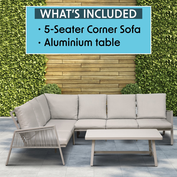 Dellonda Fusion Aluminium Outdoor Corner Sofa & Coffee Table Set 4pc