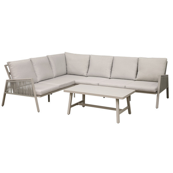 Dellonda Fusion Aluminium Outdoor Corner Sofa & Coffee Table Set 4pc