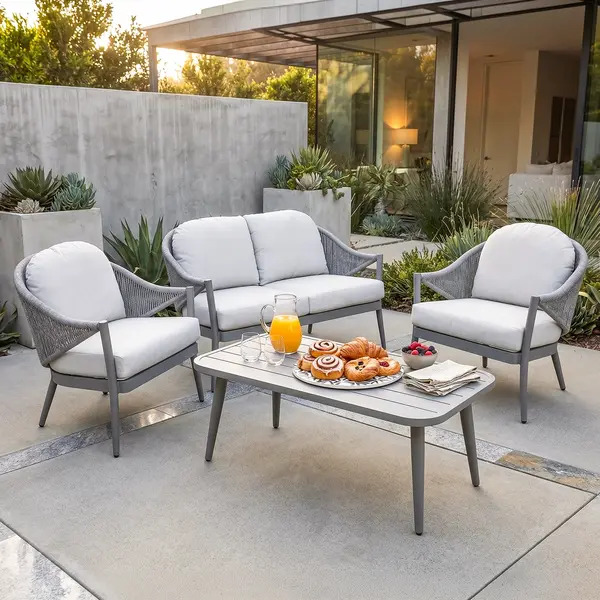 Sealey DG59 Dellonda Echo Aluminium Outdoor Sofa, Chair & Coffee Table Set 4pc