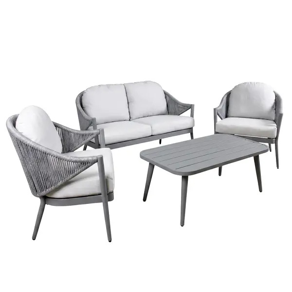 Sealey DG59 Dellonda Echo Aluminium Outdoor Sofa, Chair & Coffee Table Set 4pc