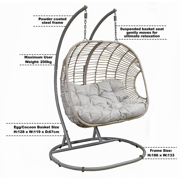 Sealey Dellonda Double Swinging Egg Chair with Cushion