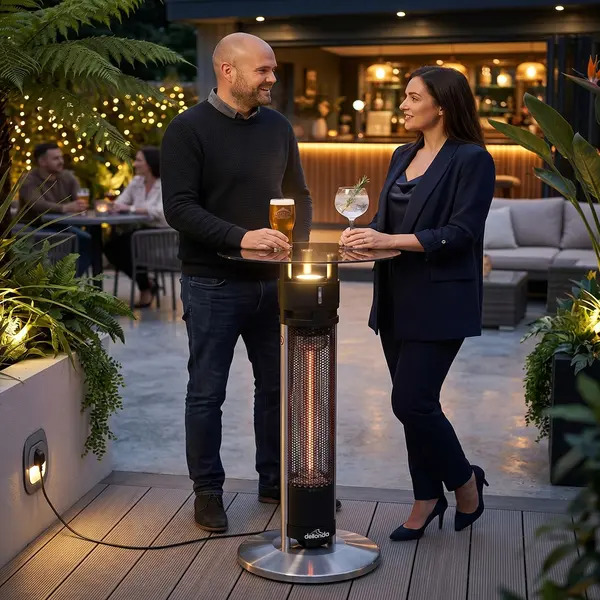 Sealey DG63 Dellonda Bistro Table with 1600W Heater, 95cm, Black/Stainless Steel