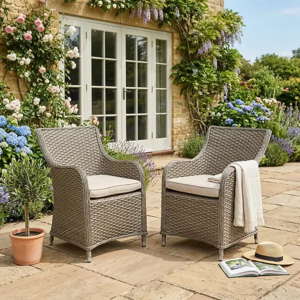 Sealey DG64 Dellonda Chester Rattan Wicker Outdoor Garden Dining Chairs 2pc