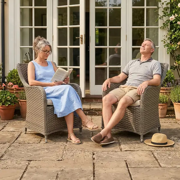 Sealey DG64 Dellonda Chester Rattan Wicker Outdoor Garden Dining Chairs 2pc