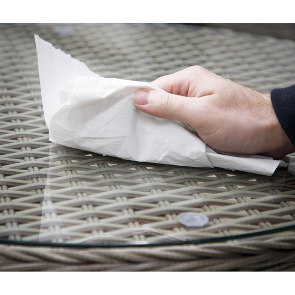 Sealey DG65 Dellonda Chester Rattan Wicker Round Outdoor Table with Tempered Glass Top