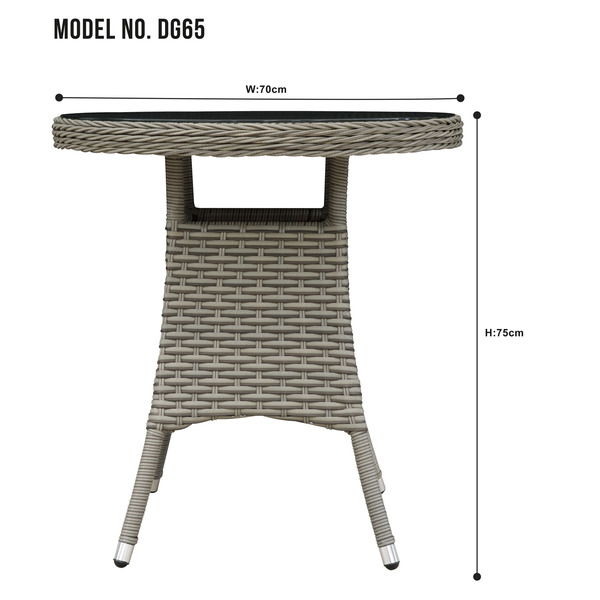 Sealey DG65 Dellonda Chester Rattan Wicker Round Outdoor Table with Tempered Glass Top