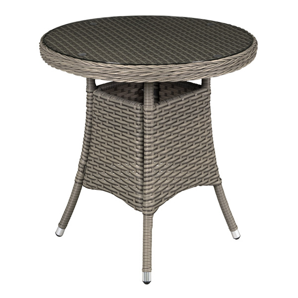 Sealey DG65 Dellonda Chester Rattan Wicker Round Outdoor Table with Tempered Glass Top
