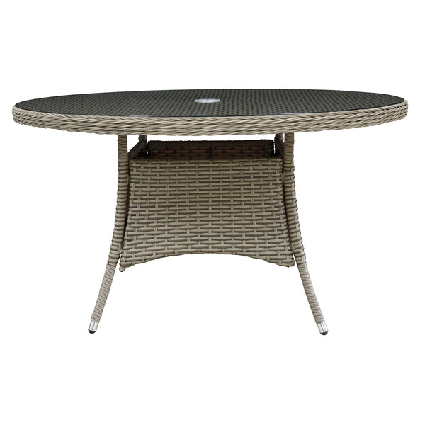 Sealey Dellonda Chester Rattan Wicker Round Outdoor Dining Table with Tempered Glass Top