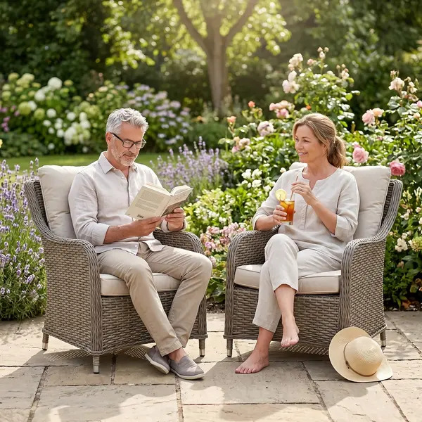 Sealey DG69 Dellonda Chester Rattan Wicker Outdoor Armchairs 2pc